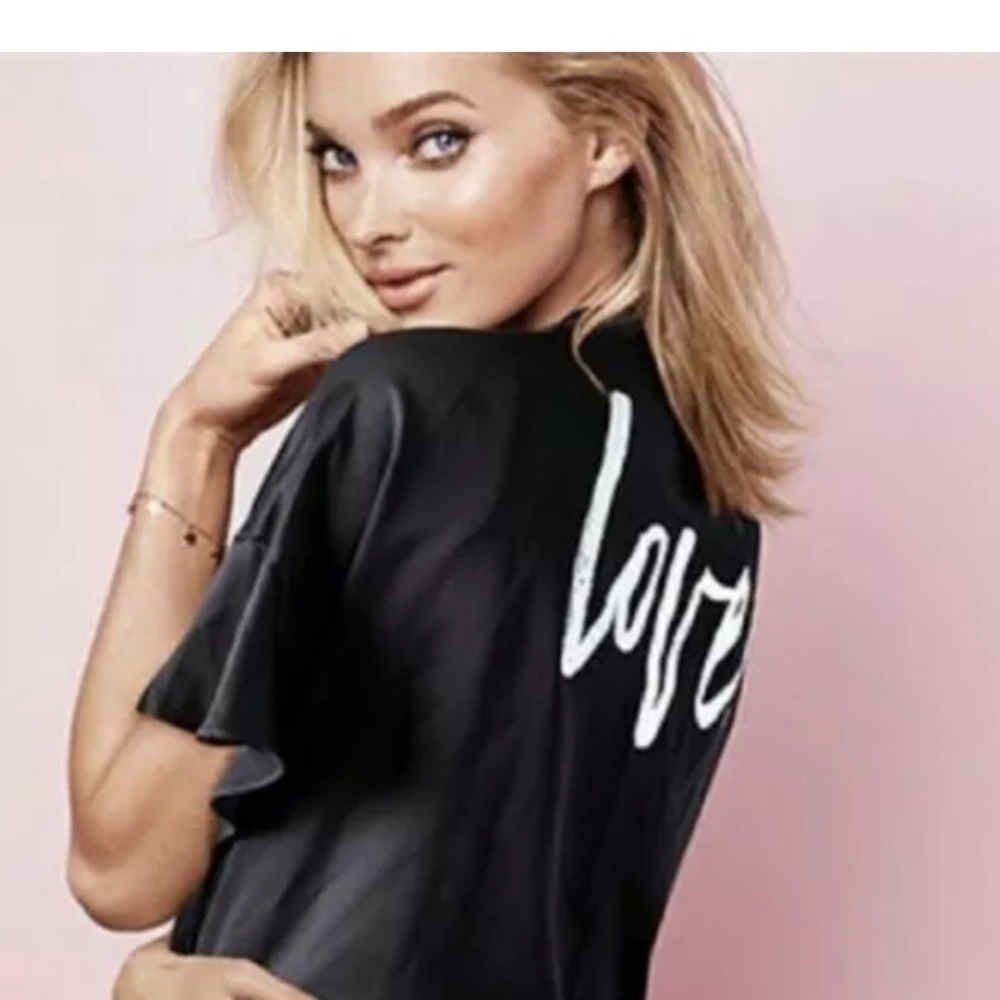 VICTORIAS SECRET Black Kimono Satin Robe ONE SIZE